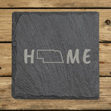Nebraska Slate Coaster Set – Engraved Natural Stone (Set of 4)