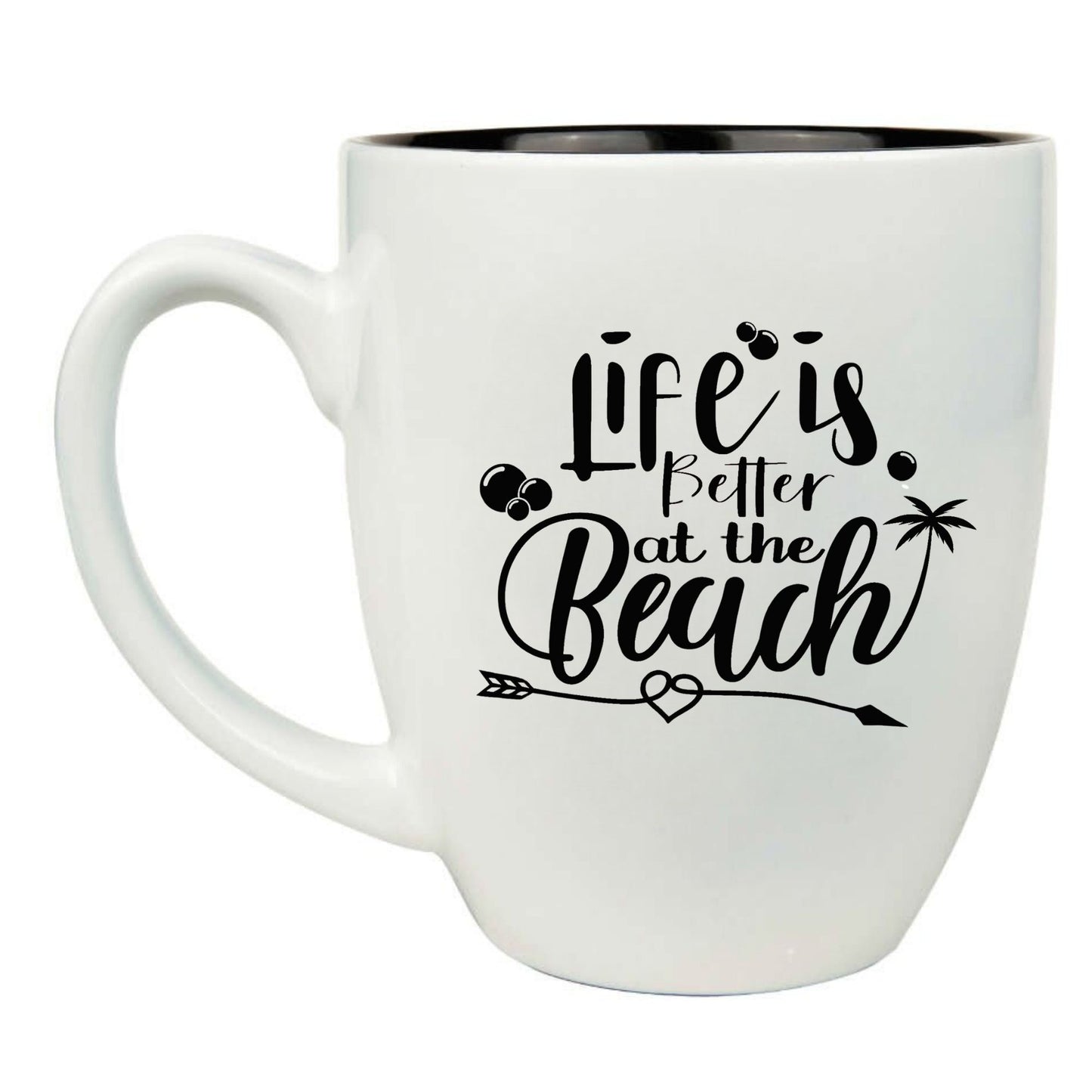 Life is Better at the Beach 16 oz. White Ceramic Bistro Coffee Mug