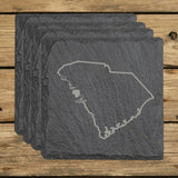 South Carolina Slate Coaster Set – Engraved Natural Stone (Set of 4)