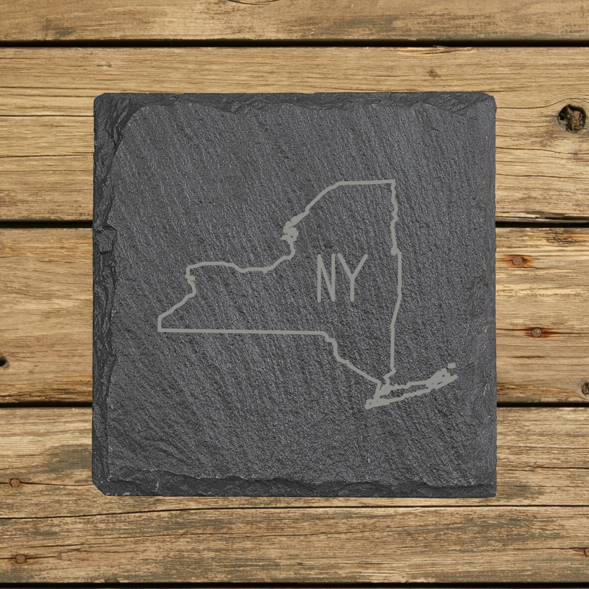 New York Slate Coaster Set – Engraved Natural Stone (Set of 4)