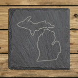 Michigan Slate Coaster Set – Engraved Natural Stone (Set of 4)