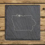 Iowa Slate Coaster Set – Engraved Natural Stone (Set of 4)