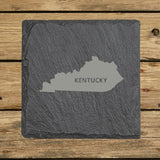 Kentucky Slate Coaster Set – Engraved Natural Stone (Set of 4)