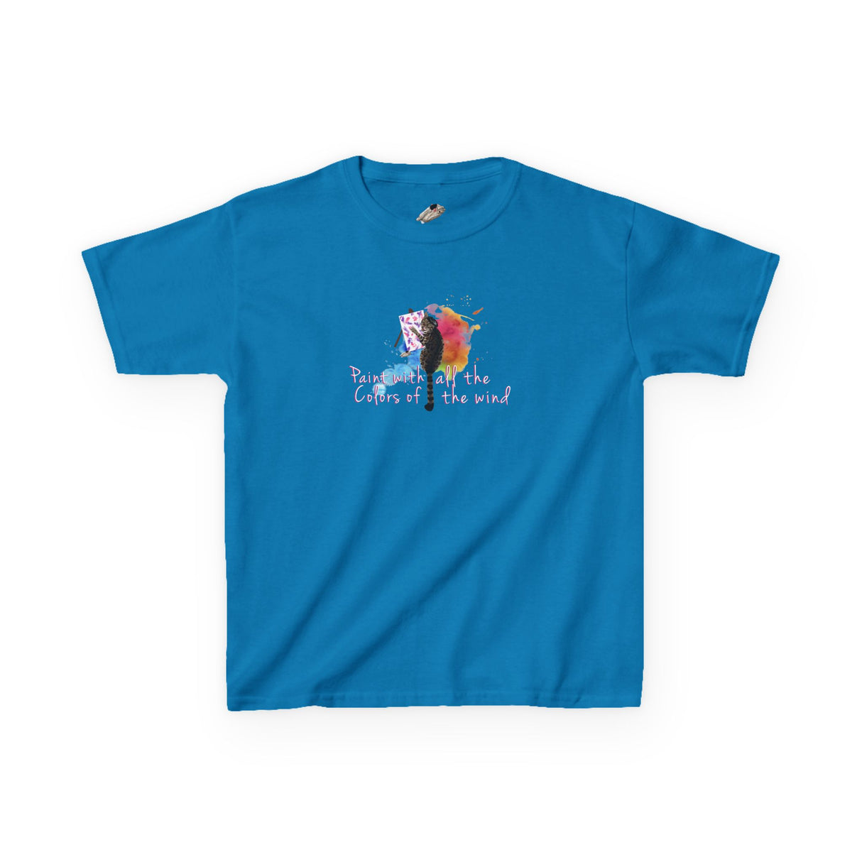 Kids Tee — “Paint With All The Colors Of The Wind” Flounder the Purrcasso Kids T-Shirt
