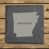Arkansas Slate Coaster Set – Engraved Natural Stone (Set of 4)
