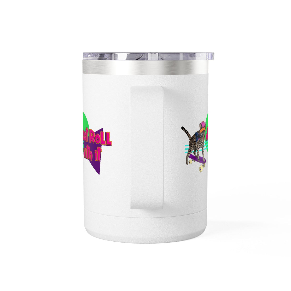 Coffee Mug Tumbler - Just Roll with it Flounder the Purrmaid Design by Nina, 15oz