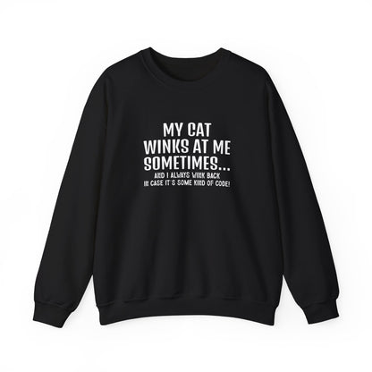 Cat Winks Funny Sweatshirt Adult