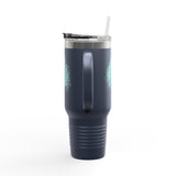 40oz Insulated Travel Mug — "Fish at Heart" Flounder the Purrmaid Hand-Drawn Travel Tumbler