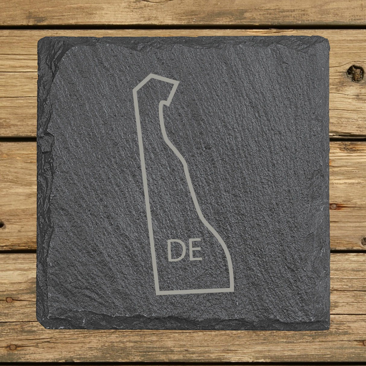 Delaware Slate Coaster Set – Engraved Natural Stone (Set of 4)