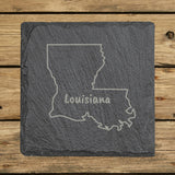 Louisiana Slate Coaster Set – Engraved Natural Stone (Set of 4)