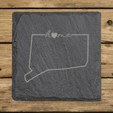 Connecticut Slate Coaster Set – Engraved Natural Stone (Set of 4)