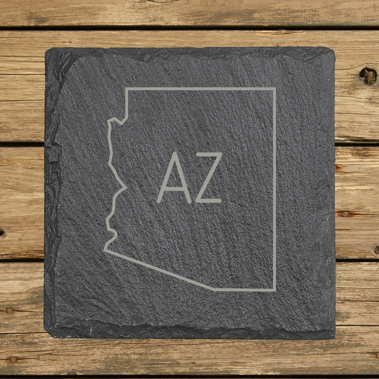 Arizona Slate Coaster Set – Engraved Natural Stone (Set of 4)