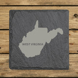 West Virginia Slate Coaster Set – Engraved Natural Stone (Set of 4)
