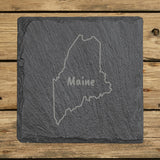 Maine Slate Coaster Set – Engraved Natural Stone (Set of 4)