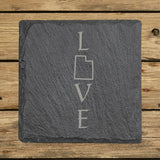 Utah Slate Coaster Set – Engraved Natural Stone (Set of 4)