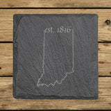 Indiana Slate Coaster Set – Engraved Natural Stone (Set of 4)