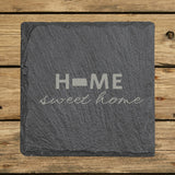 Kansas Slate Coaster Set – Engraved Natural Stone (Set of 4)
