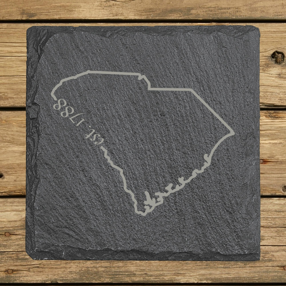 South Carolina Slate Coaster Set – Engraved Natural Stone (Set of 4)