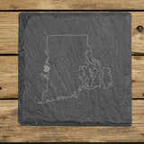 Rhode Island Slate Coaster Set – Engraved Natural Stone (Set of 4)