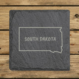South Dakota Slate Coaster Set – Engraved Natural Stone (Set of 4)