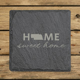 Nebraska Slate Coaster Set – Engraved Natural Stone (Set of 4)