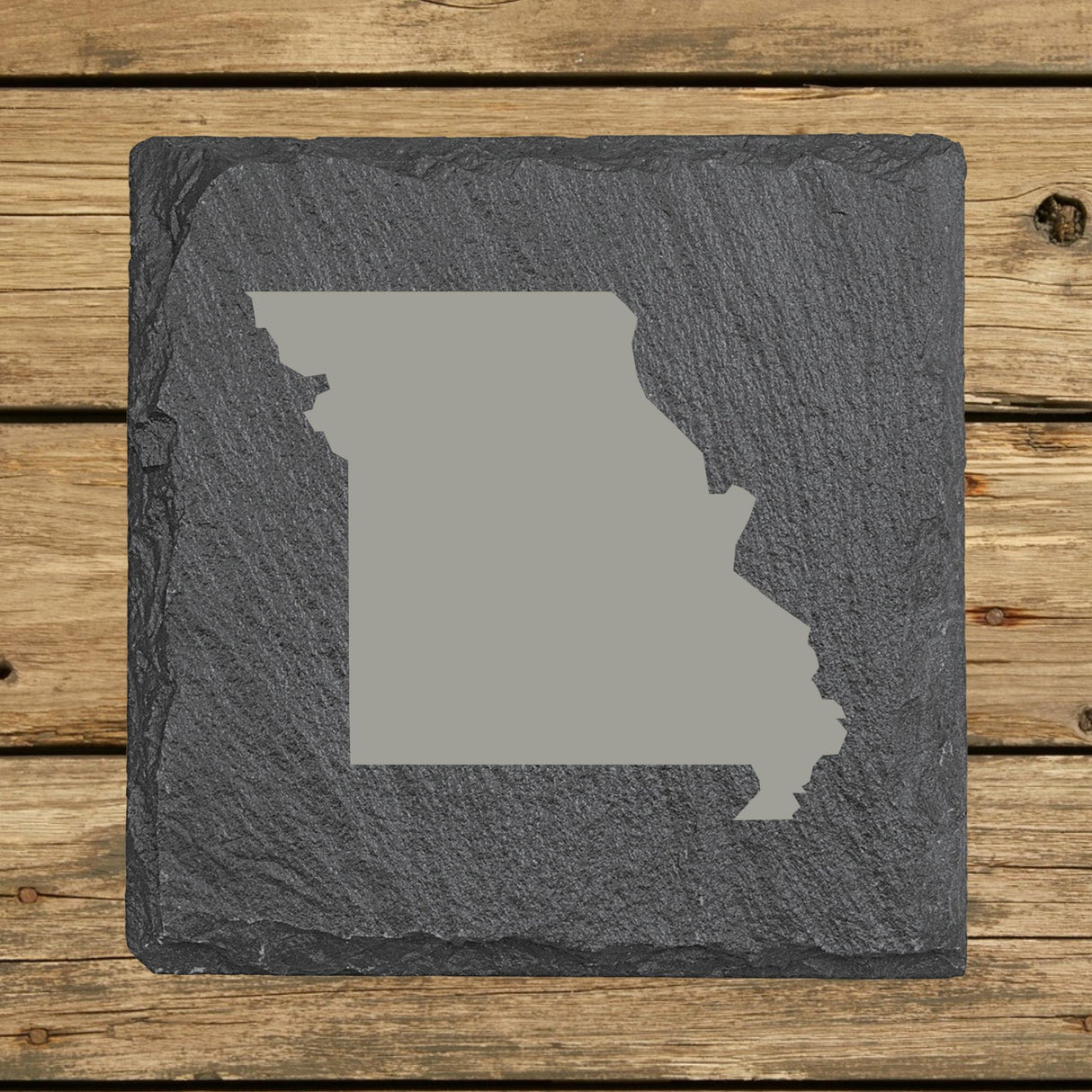 Missouri Slate Coaster Set – Engraved Natural Stone (Set of 4)