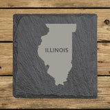 Illinois Slate Coaster Set – Engraved Natural Stone (Set of 4)