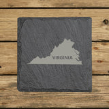 Virginia Slate Coaster Set – Engraved Natural Stone (Set of 4)