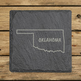 Oklahoma Slate Coaster Set – Engraved Natural Stone (Set of 4)