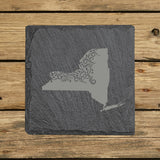 New York Slate Coaster Set – Engraved Natural Stone (Set of 4)