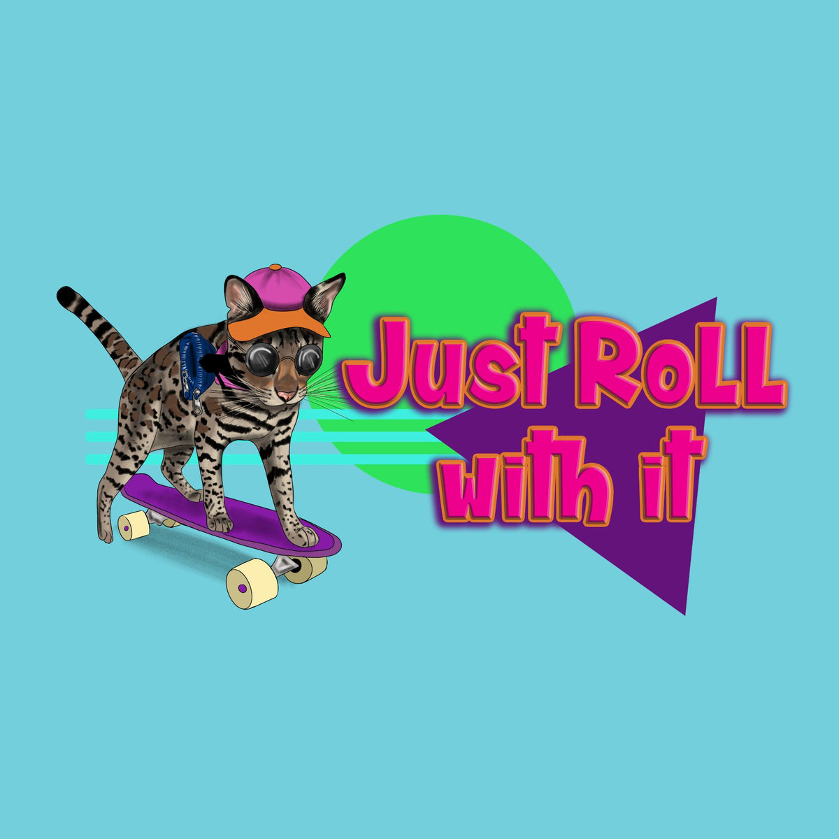 close up shot of the just roll with it flounder design 