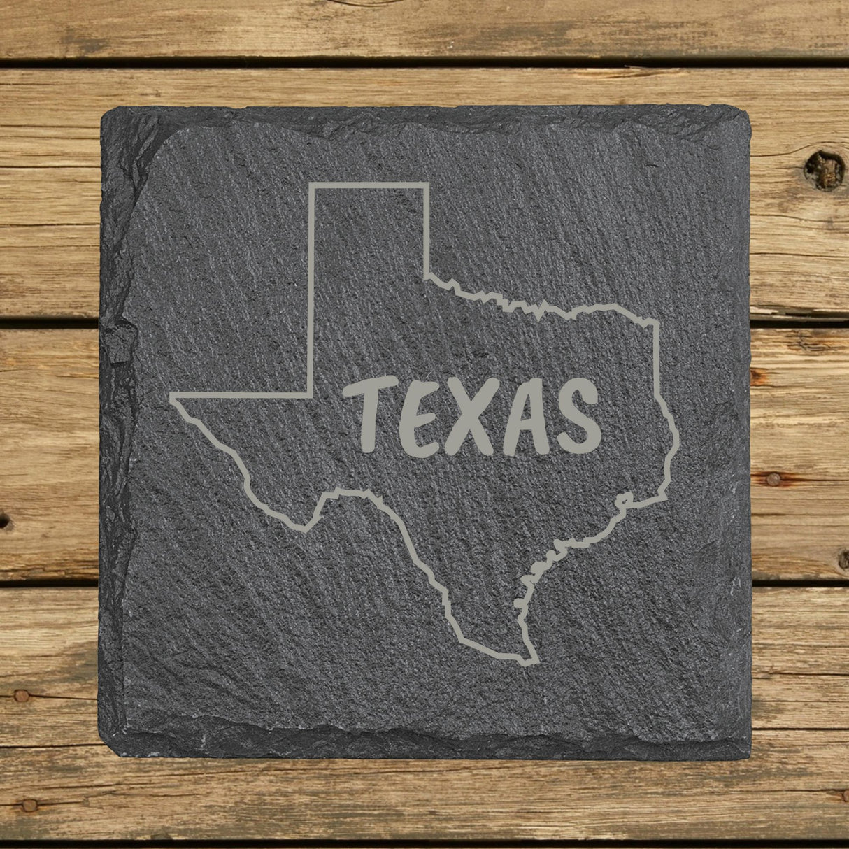 Texas Slate Coaster Set – Engraved Natural Stone (Set of 4)