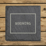 Wyoming Slate Coaster Set – Engraved Natural Stone (Set of 4)