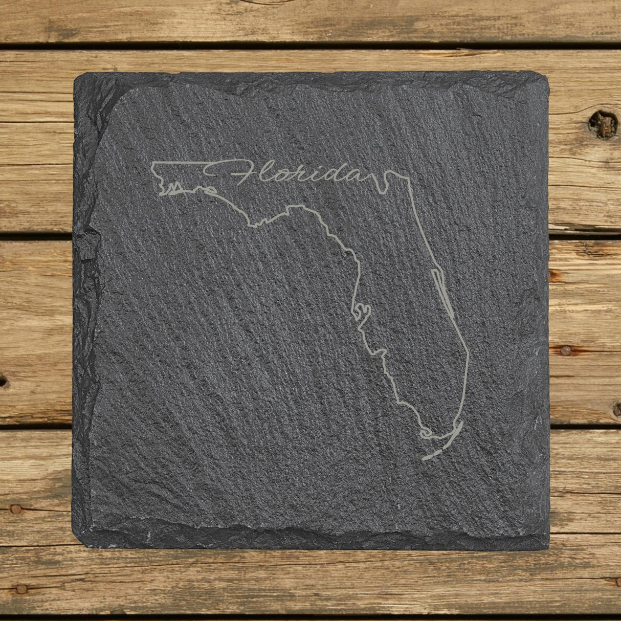 Florida Slate Coaster Set – Engraved Natural Stone (Set of 4)