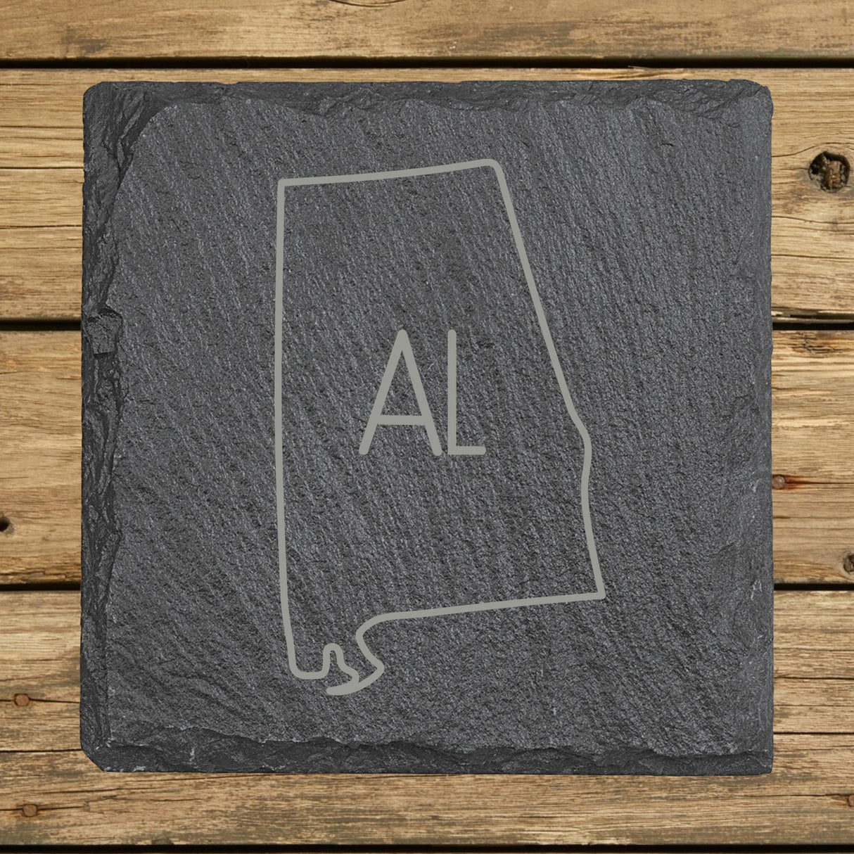 Alabama Slate Coaster Set – Engraved Natural Stone (Set of 4)