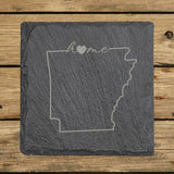 Arkansas Slate Coaster Set – Engraved Natural Stone (Set of 4)