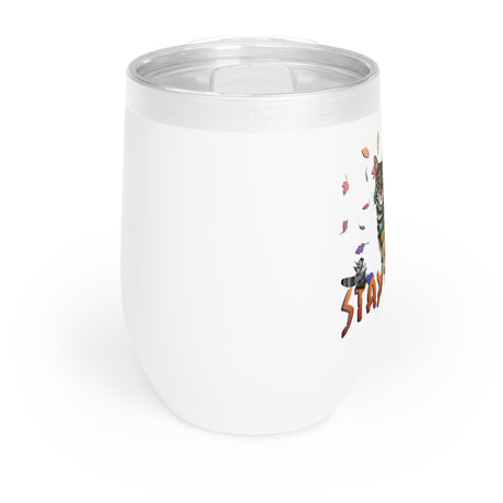 12 oz wine tumbler with a full-wrap Stay Weird Flocahontas and Mouse Toy design, view 4