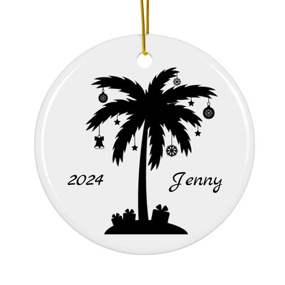 Personalized Palm Tree Christmas Ornament – Custom Ceramic Holiday Decor