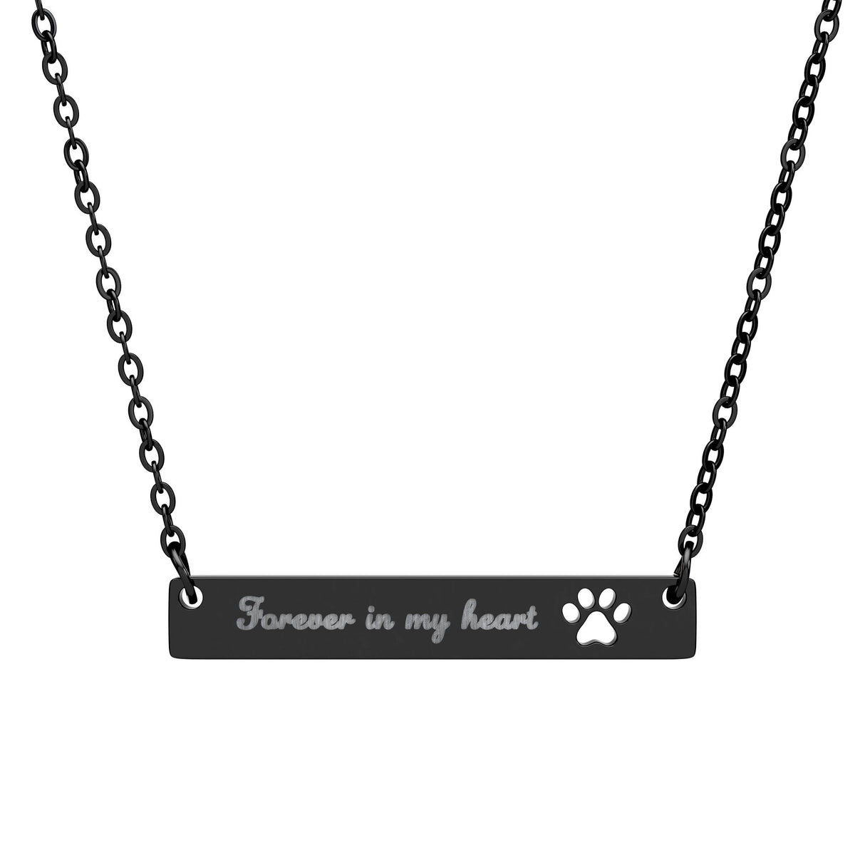 Fiki's  Paw Bar Necklace — "Forever in My Heart" Pet Loss Memorial Jewelry