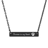 Fiki's  Paw Bar Necklace — "Forever in My Heart" Pet Loss Memorial Jewelry