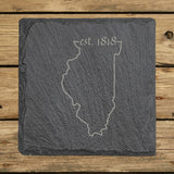 Illinois Slate Coaster Set – Engraved Natural Stone (Set of 4)