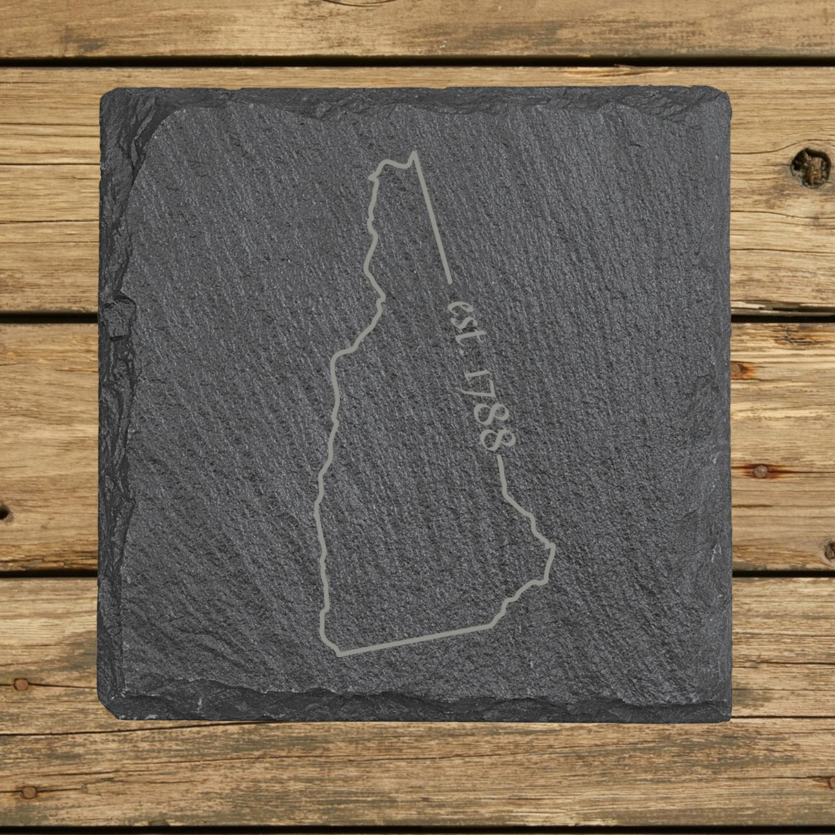New Hampshire Slate Coaster Set – Engraved Natural Stone (Set of 4)