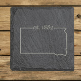South Dakota Slate Coaster Set – Engraved Natural Stone (Set of 4)