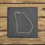 Georgia Slate Coaster Set – Engraved Natural Stone (Set of 4)