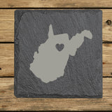 West Virginia Slate Coaster Set – Engraved Natural Stone (Set of 4)