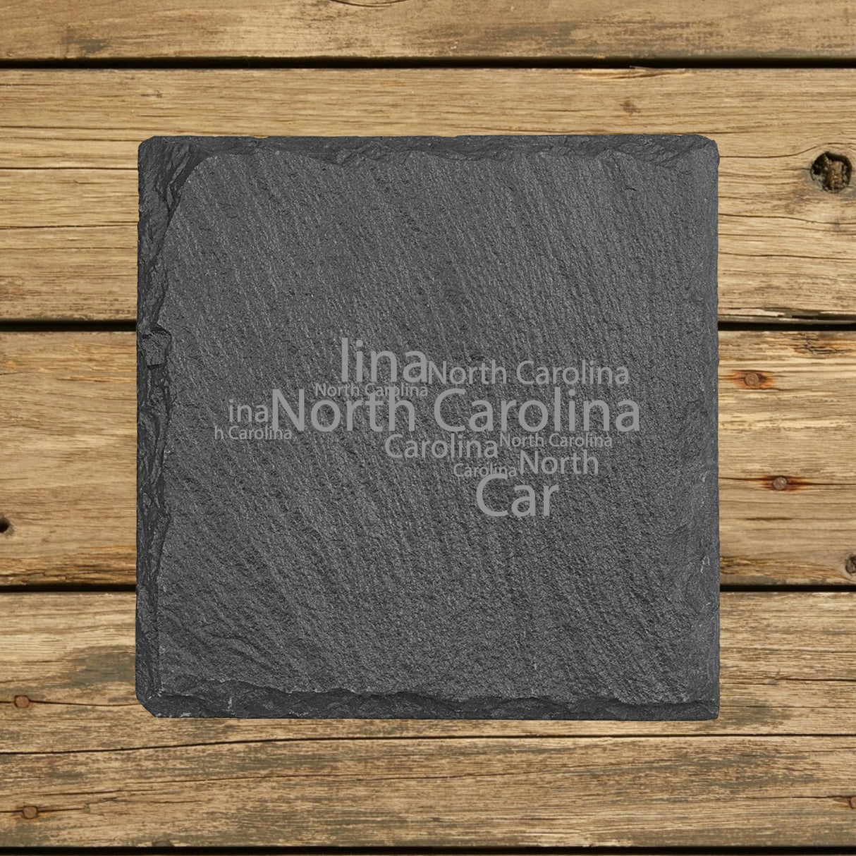 North Carolina Slate Coaster Set – Engraved Natural Stone (Set of 4)