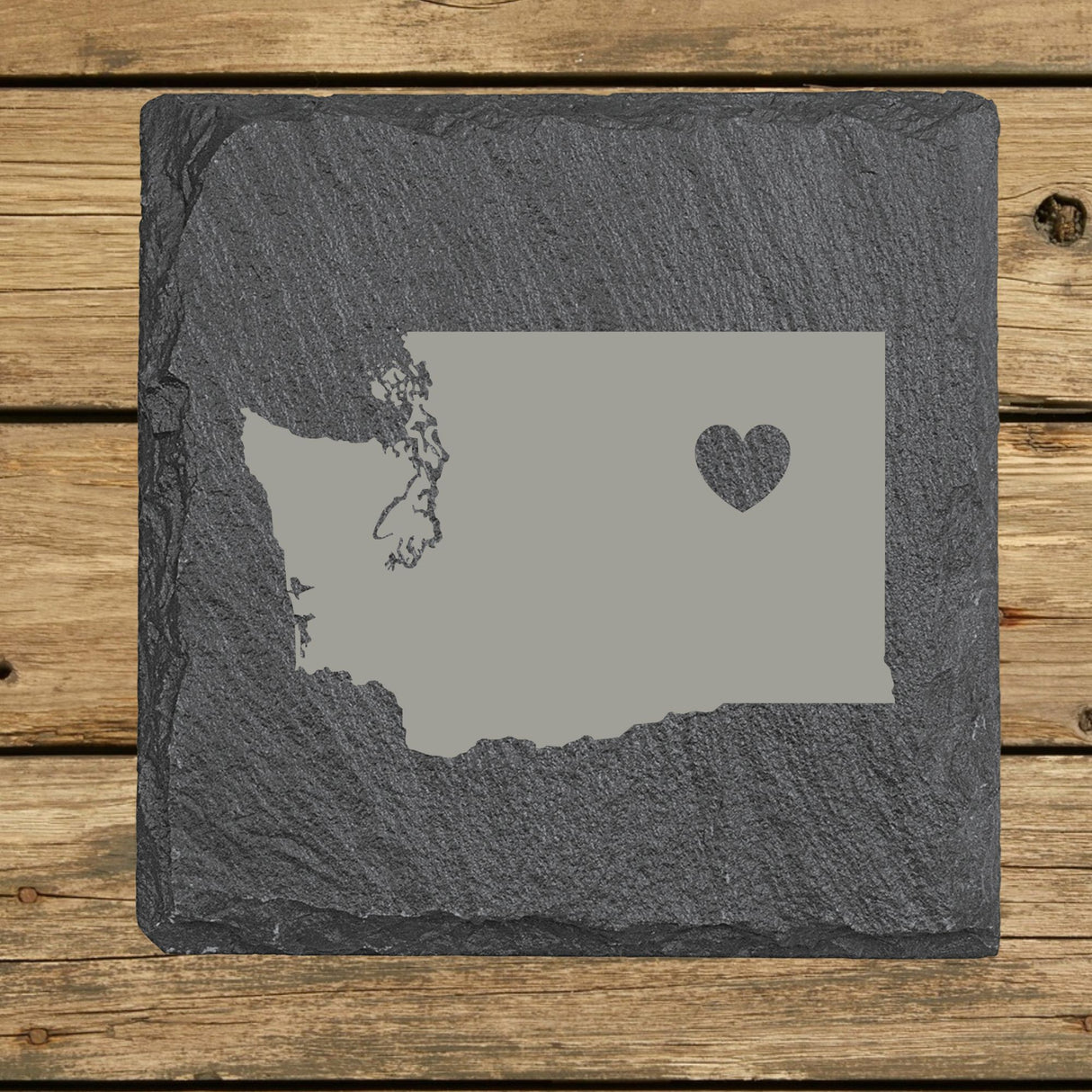 Washington Slate Coaster Set – Engraved Natural Stone (Set of 4)