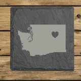 Washington Slate Coaster Set – Engraved Natural Stone (Set of 4)