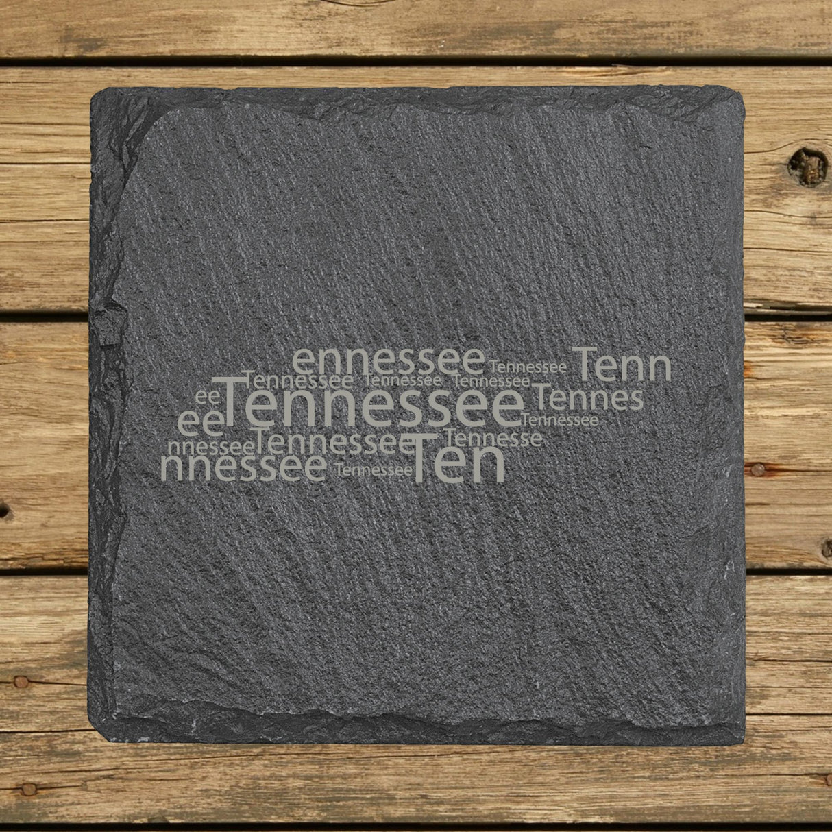 Tennessee Slate Coaster Set – Engraved Natural Stone (Set of 4)