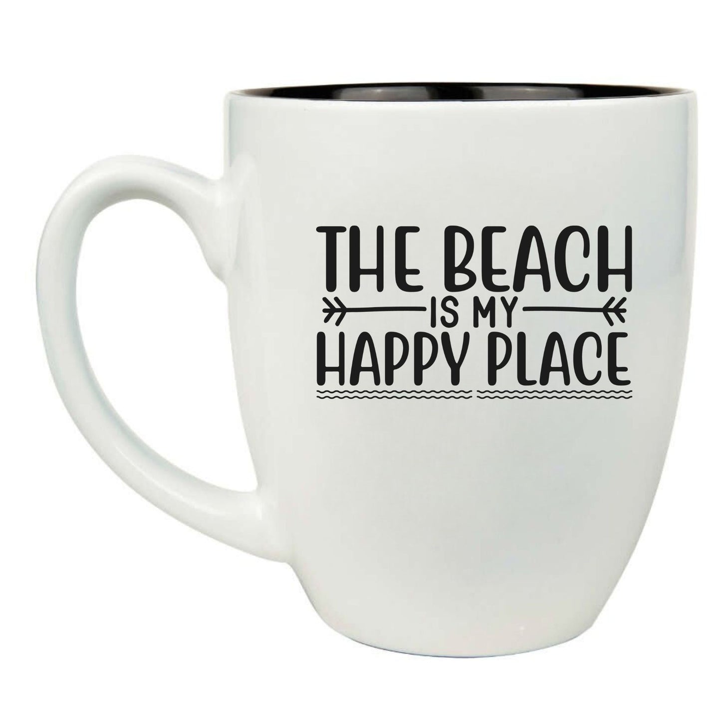 The Beach is My Happy Place 16 oz. White Ceramic Bistro Coffee Mug